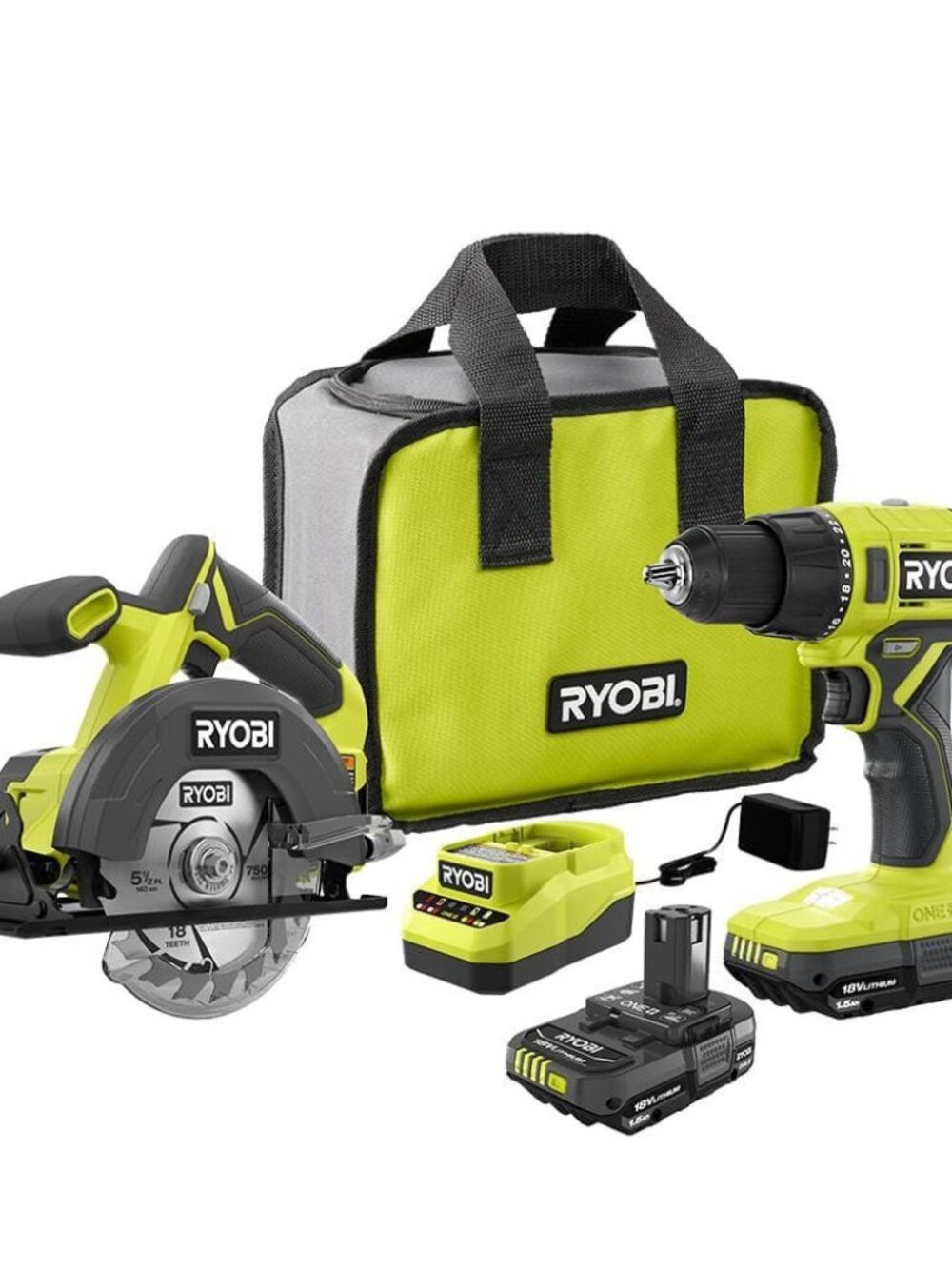RYOBI 18V Cordless Power Tool Set 1.5 Ah 2 Pack